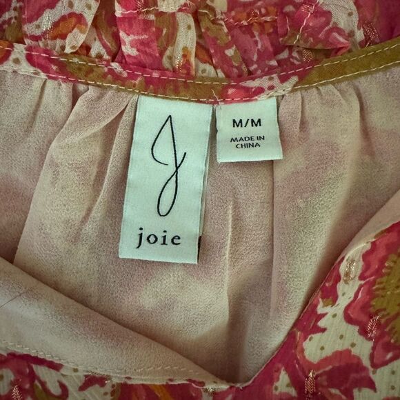 Joie Floral Metallic Ruffle Sleeveless Top - Picture 5 of 6